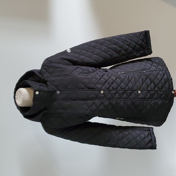 Calvin Klein midweight diamond quilted jacket w/ removable hood black size L EUC - Picture 4 of 10